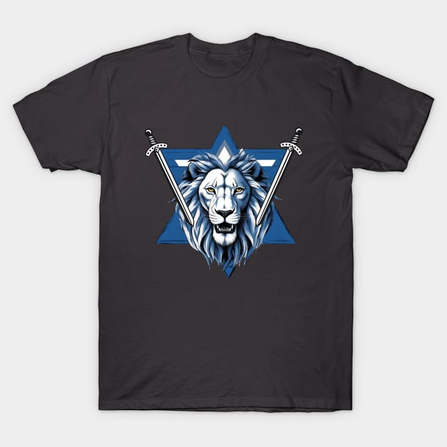 Star of David lion with iron swords T-Shirt by O.M design